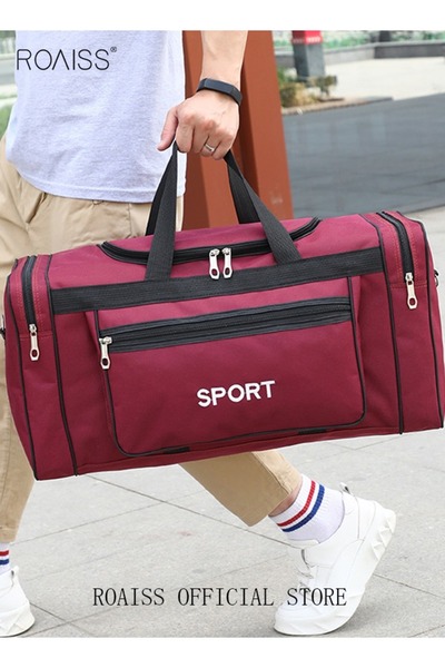 ROAISS Unisex Travel Duffel Bag Large Capacity Lightweight Wear-resistant Oxford Fabric Multipurpose Foldab
