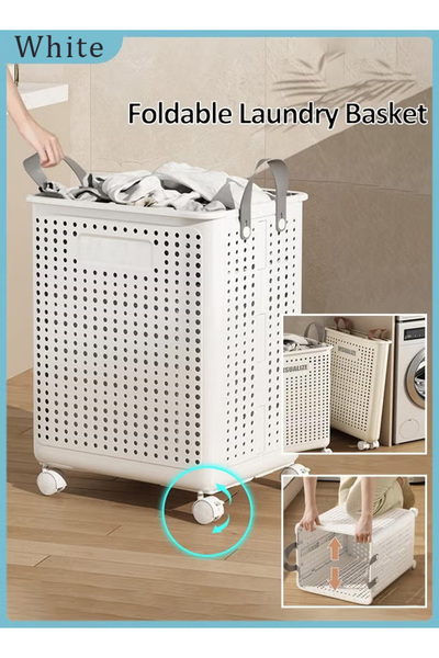 Generic Collapsible laundry basket, large-capacity portable dirty clothes basket with wheels, space-saving