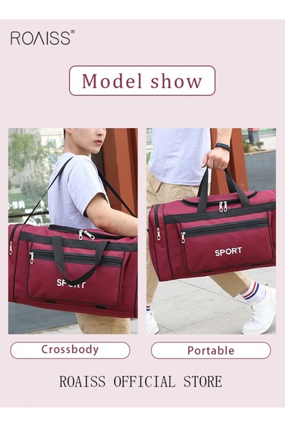 ROAISS Unisex Travel Duffel Bag Large Capacity Lightweight Wear-resistant Oxford Fabric Multipurpose Foldab