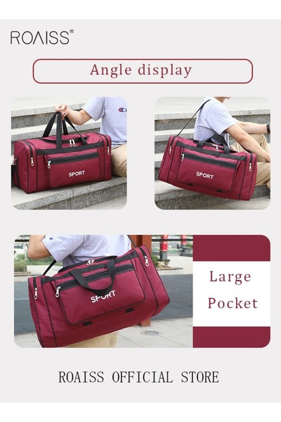 ROAISS Unisex Travel Duffel Bag Large Capacity Lightweight Wear-resistant Oxford Fabric Multipurpose Foldab