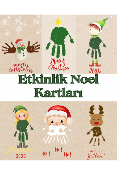 TinyPrint Stüdyo Noel Temalı Çocuk Boyama Seti | 2-6 Yaş / 6 Adet A4 Kart+Boy...