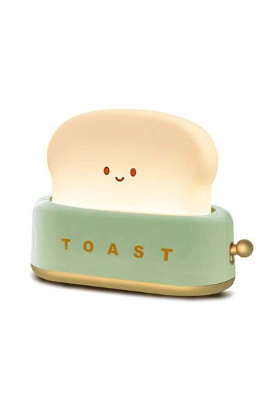 X SPRING Desk Decor Toaster Lamp, with Smile Face Toast Bread Bedside, Living Room, Dining, Gift (Green)