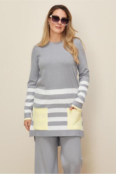 TRENDTESETTÜR Women's Gray Pants and Knitwear Set t 42124