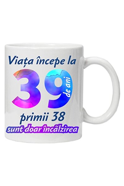 CRD PRINT Personalized mug "Life begins at", 39 years, CRD PRINT, 330ml, white