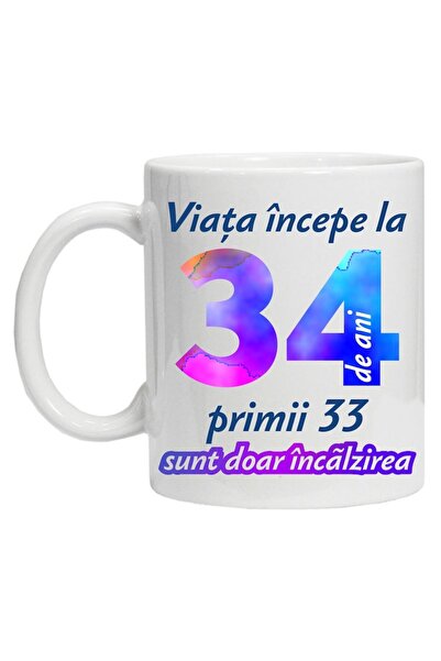 CRD PRINT Personalized mug "Life begins at 34", CRD PRINT, 330ml, white