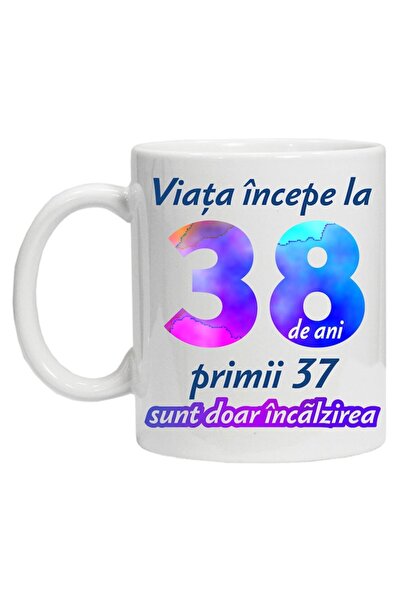 CRD PRINT Personalized mug "Life begins at", 38 years, CRD PRINT, 330ml, white