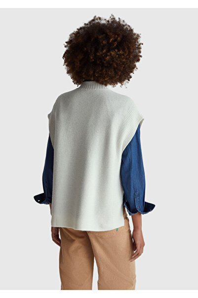 United Colors of Benetton Women's cream wool blend ribbed sleeveless sweater