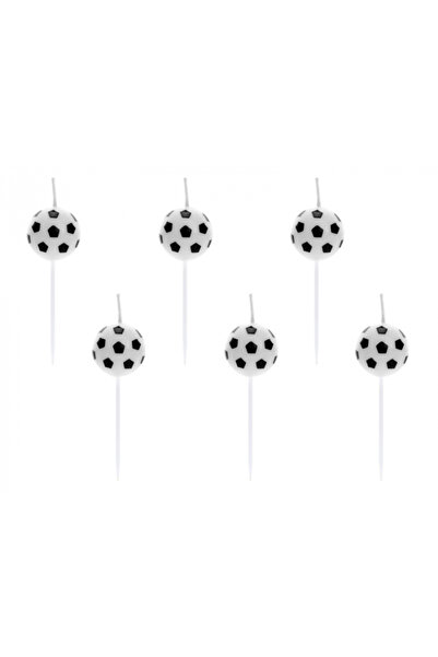 Partydeco Set of 6 Football Candles, 2.5 cm