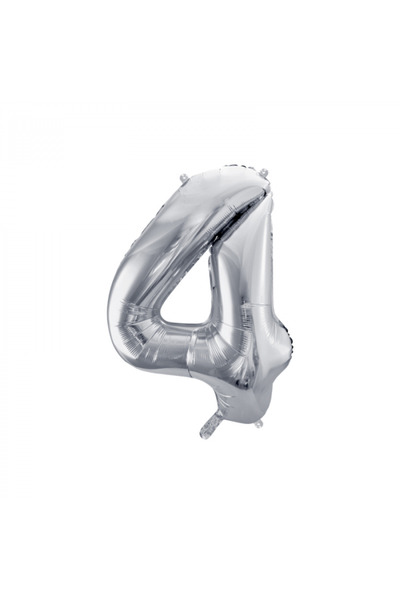 Partydeco Balon folie argintie numărul 4, 86 cm