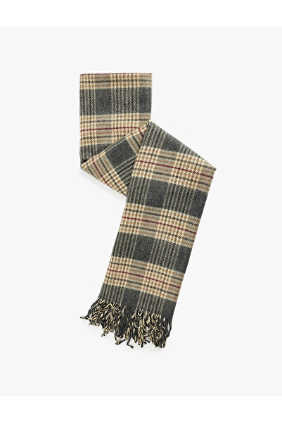 Koton Tasseled Plaid Long Scarf