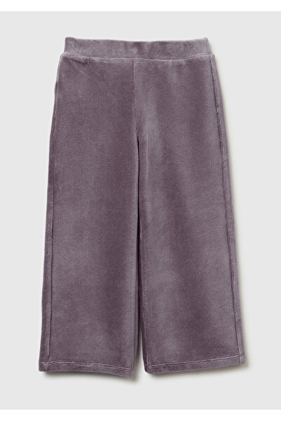 United Colors of Benetton Girl's Dark Brown Wide-Leg Pants with Embroidered Logo on the Back