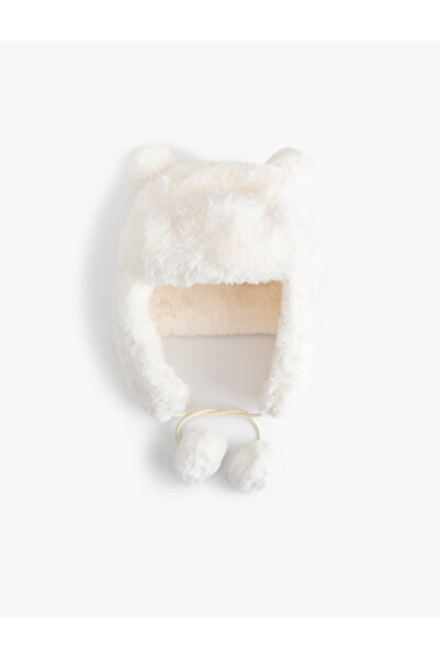 Koton Plush Hat with Pompom Detail and Ears