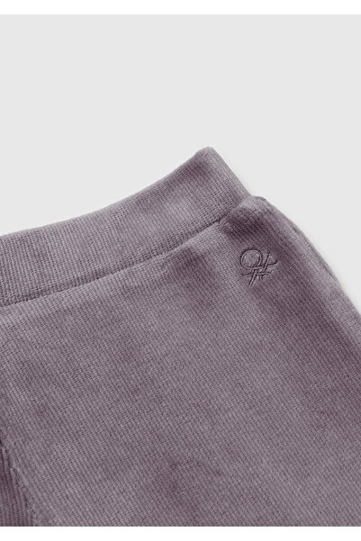 United Colors of Benetton Girl's Dark Brown Wide-Leg Pants with Embroidered Logo on the Back