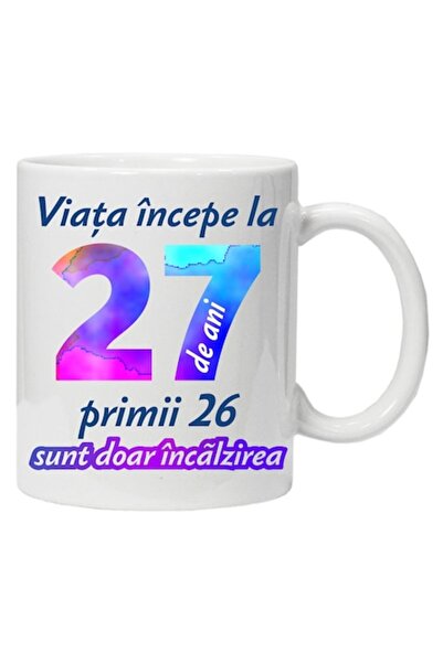 CRD PRINT Personalized mug "Life begins at" - 27 years, CRD PRINT, 330 ml, white