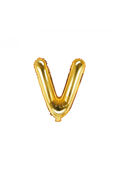 Partydeco Balon folie litera V auriu, 35 cm