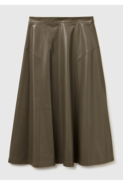 United Colors of Benetton Women's khaki Slit invisible zipper long flared skirt