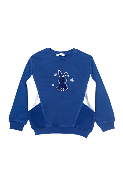 BALKABAĞI Світшот з аплікацією кролика та срібними деталями (2-9 років)