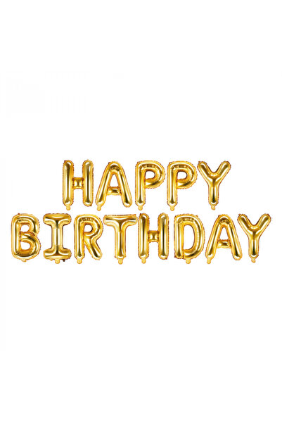 Partydeco Happy Birthday Foil Balloons Gold - 340 x 35 cm