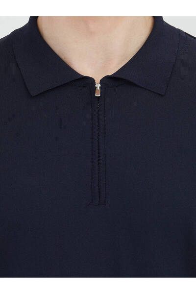 Kip Πλεκτό πουλόβερ με γιακά Navy Blue Polo