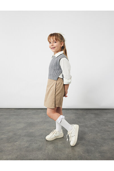 Koton Long Sleeve Cotton Knit Sweater with Shirt Detail