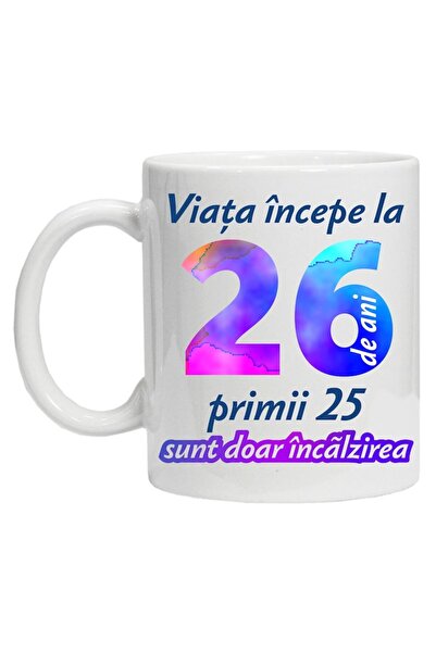 CRD PRINT Personalized mug 'Life begins at 26', CRD PRINT, 330ml, white