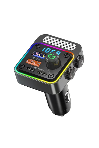 Lapas FMT-01 36W Hızlı Şarj Destekli Dijital Göstergeli Bluetooth FM Transmitter Siyah