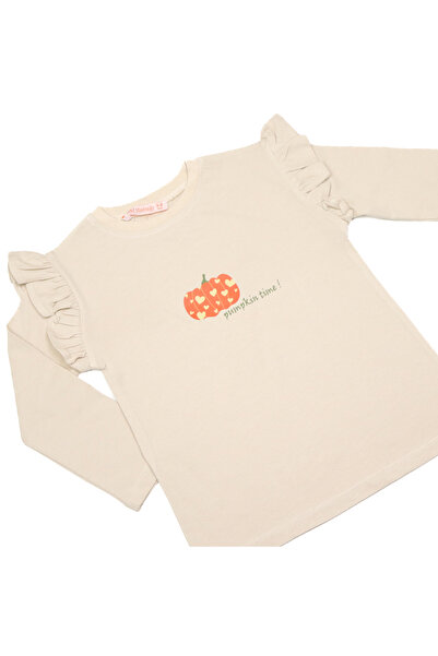 BALKABAĞI Zamanı Girls' T-Shirt with Ruffle Detail on the Sleeves (2-9 Years)