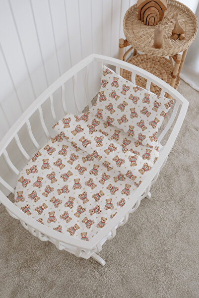 Messido 100% Cotton Poplin Mother's Side Crib Bedding Set 60X100 cm - Cute Winter Bears
