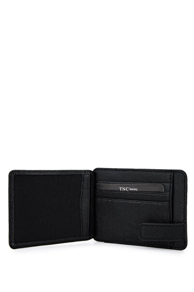 Tamer Tanca Men's Genuine Leather Black Caviar Card Holder