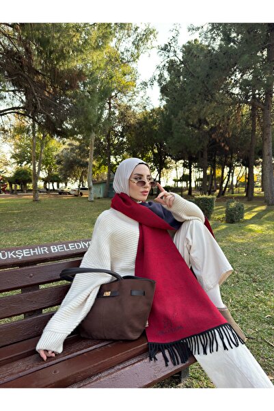 Mooncorn Double-Sided Wool Scarf Navy Blue Red