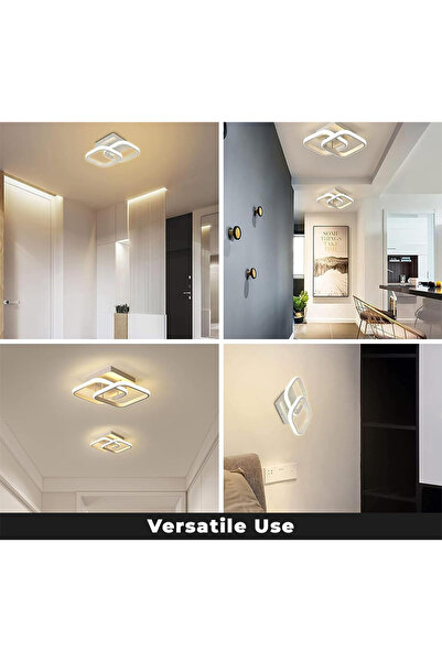 LEDIGANT Lustra LED 20W - 2 Patrate, 3 trepte de culoare , Design Modern, 28x19x10 cm, Alb