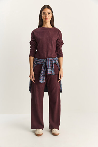 Bianco Lucci Women's Crew Neck Basic Bottom-Top Set 0036 60251871