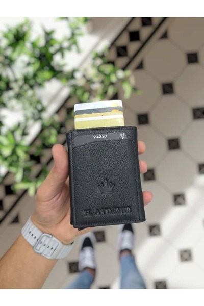 Visso leather VİSSO 684 Hakiki Deri Kağıt Para Bölmeli Mekanizmalı Kartlık Cü...