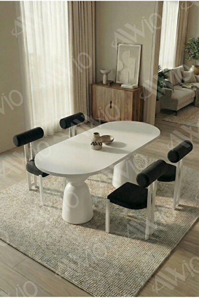 AVVİO Castella Serisi Vazo Ayak Bohem 4 'lü Metal Pofi Demonte Sandalye 80x14...