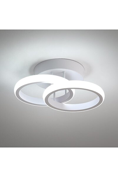 LEDIGANT Lustra LED cu 2 Cercuri – 22W, Aluminiu, Design Modern, 25 x 17 x 9.5 cm, CCT, Alb Rece