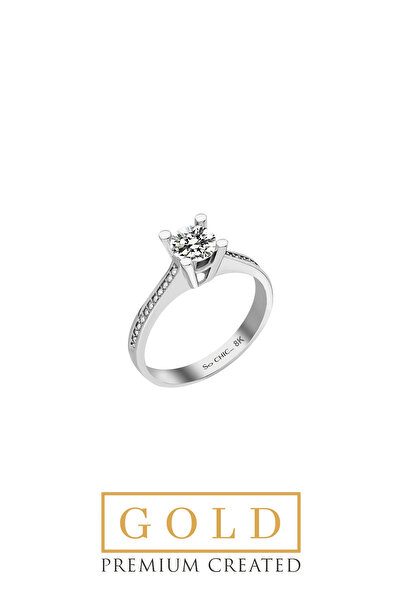 So CHIC... Beyaz Altın Sertifikalı Premium Created Taşlı 0.84 Ct Effect Tektaş Yüzük
