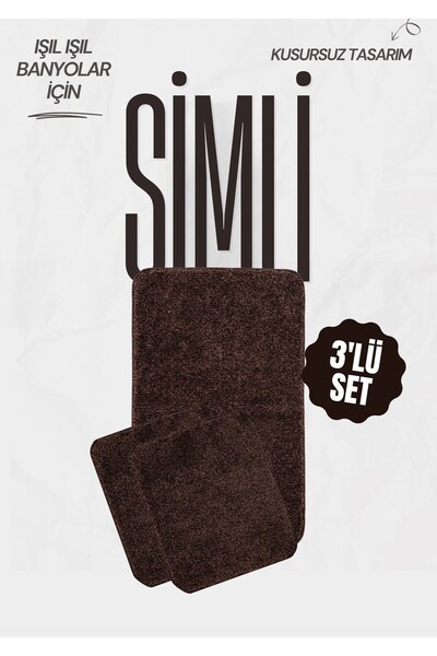 EUROBANO Synergy Silvery Washable Latex Non-Slip Base 3-Piece Bath Mat 100X60 - 50X60 - 50X60