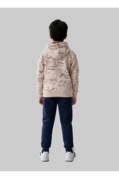 Kids wear 4 4 Kids Wear Boys Winter Fleece-Lined Tracksuit – 2 Pieces – Cream Hoodie & Pants