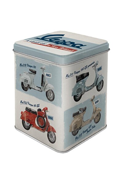 Nostalgic Art Metal Saklam Kutusu Vespa *Vespa Modelleri* Desenli 7,5x7,5x9,5...