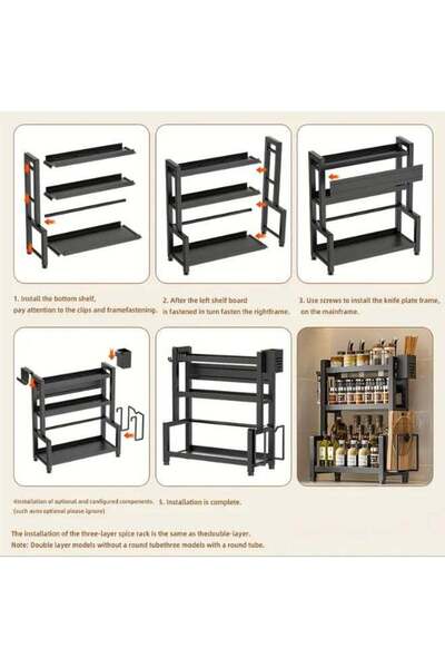 BLOOMING TIME 3-Tier Kitchen Countertop Organizer (Black)