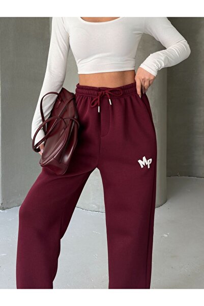 moda paketi Γυναικείο παντελόνι – Άνετο κομμένο, παντελόνι jogger με λεπτομέρεια από λευκό κέντημα