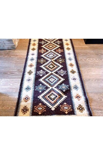 OEM Traditional rug 80x300 cm, brown and cream, Romb pattern