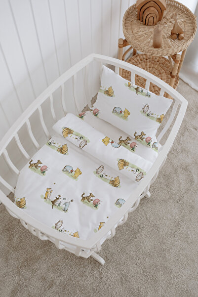 Messido 100% Cotton Poplin Mother's Side Crib Bedding Set 60X100 cm - Cute Forest Friends