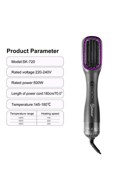 Hatteker Professional Portable Negative Ionic Hair Straightener Brush Electric Hair Brush