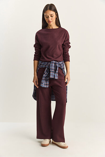 Bianco Lucci Women's Crew Neck Basic Bottom-Top Set 0036 60251871