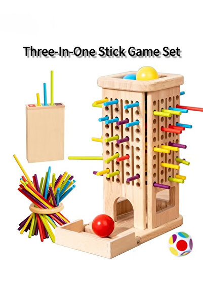 Generic لعبة تعليمية / مجموعة ألعاب لوحية خشبية ٣ في ١ من مونتيسوري، نشاط تفا...