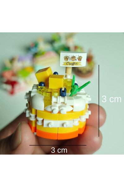 Volenta Shop Mini (3-4 cm) Renkli 3D Yaş Pasta Yapboz Seti Yapı Blokları (1 Adet)