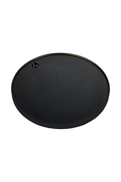 Metpoint Round Mirrored Black 3-Piece 24X24 Serving Tray for Coffee and Tea (Multi-Purpose)