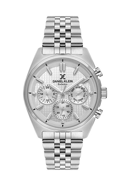 Daniel Klein Men's Silver Multifunction Steel Metal Cord Wristwatch