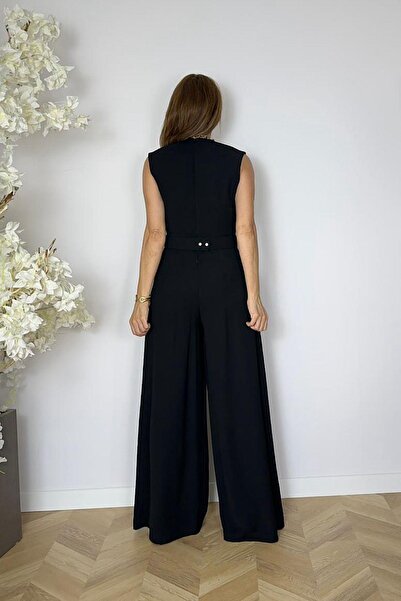 gesmoda G1656 Stone Detailed Design Jumpsuit Black